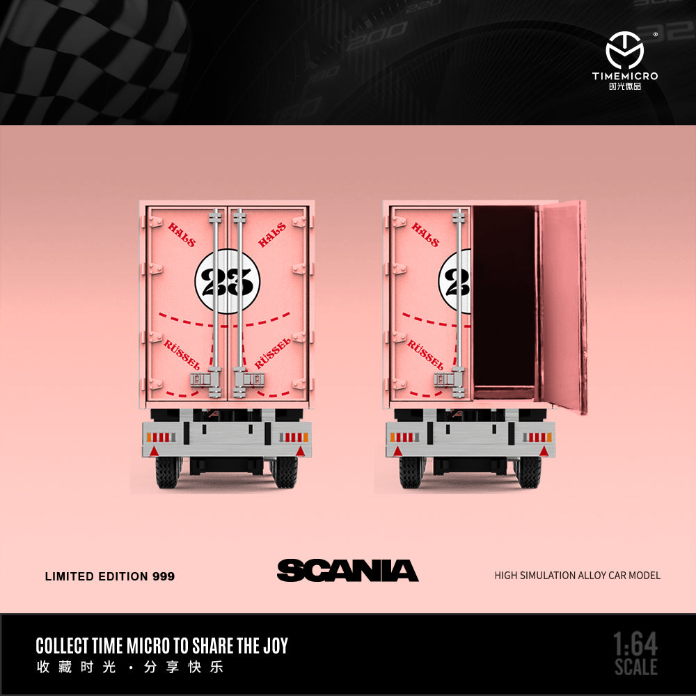 Time Micro x Perka 1:64 Mercedes Actros Container Truck Pink Pig Edition