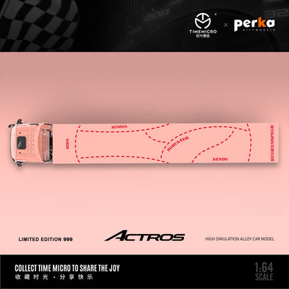 Time Micro x Perka 1:64 Mercedes Actros Container Truck Pink Pig Edition