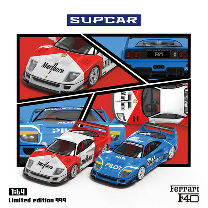 Supcar 1:64 Ferrari F40 Pilot Blue Edition in Premium Box Packaging