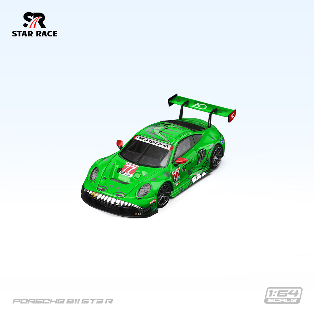 Star Race 1:64 Porsche 911 GT3 R Tyrannosaurus T-Rex Rexy Green #56 #77 #80 3 Cars Full Set in Premium Box
