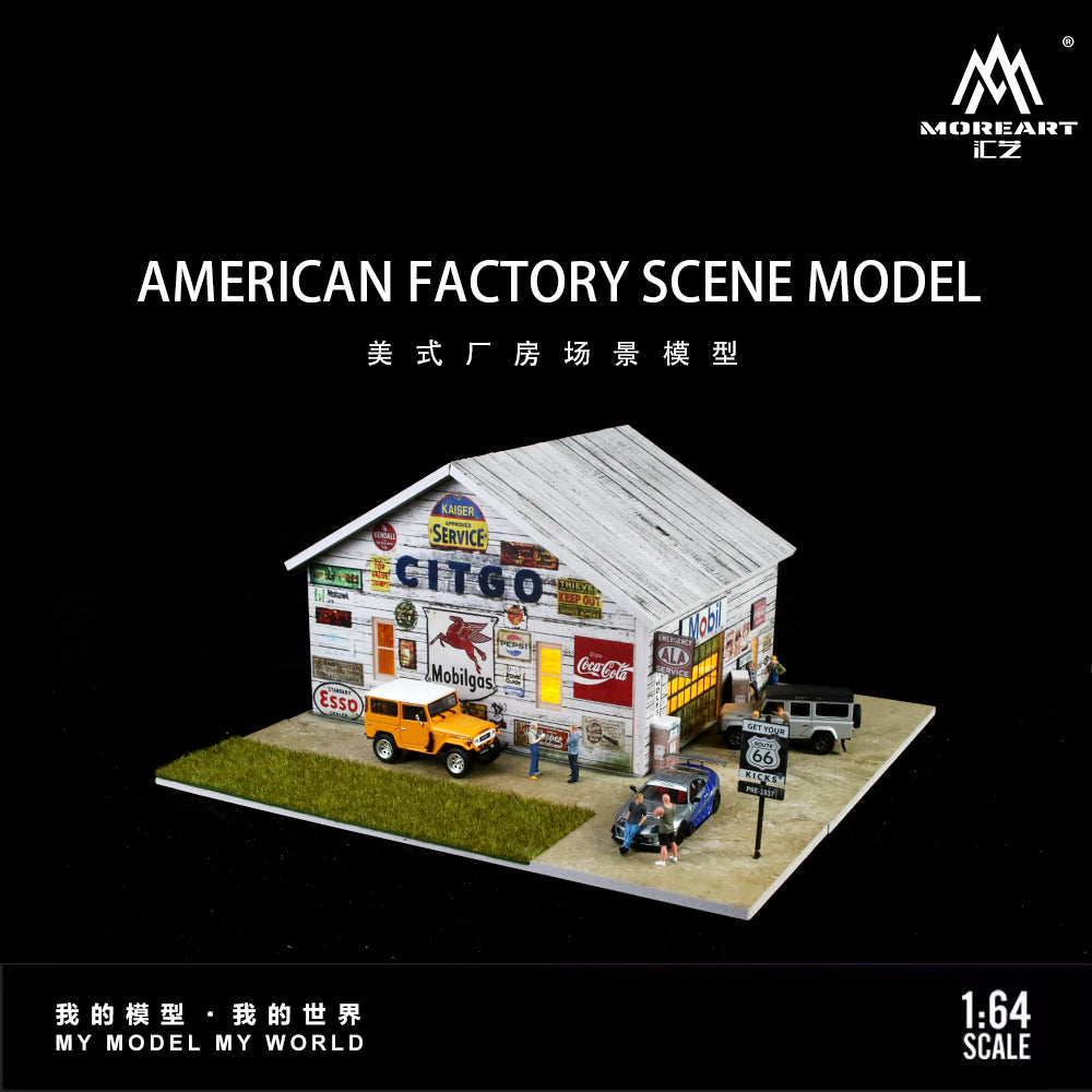MoreArt 1:64 American Factory Scene Model LED Light Diorama