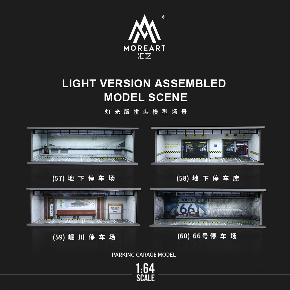 MoreArt 1/64 Car Park Garage Diorama with LED Light- Route 66 Car Park (60)