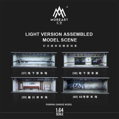 MoreArt 1/64 Car Park Garage Diorama with LED Light- Route 66 Car Park (60)