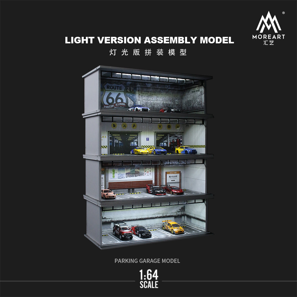 MoreArt 1/64 Car Park Garage Diorama with LED Light- Route 66 Car Park (60)