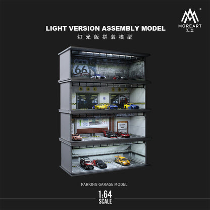 MoreArt 1/64 Car Park Garage Diorama with LED Light- Route 66 Car Park (60)