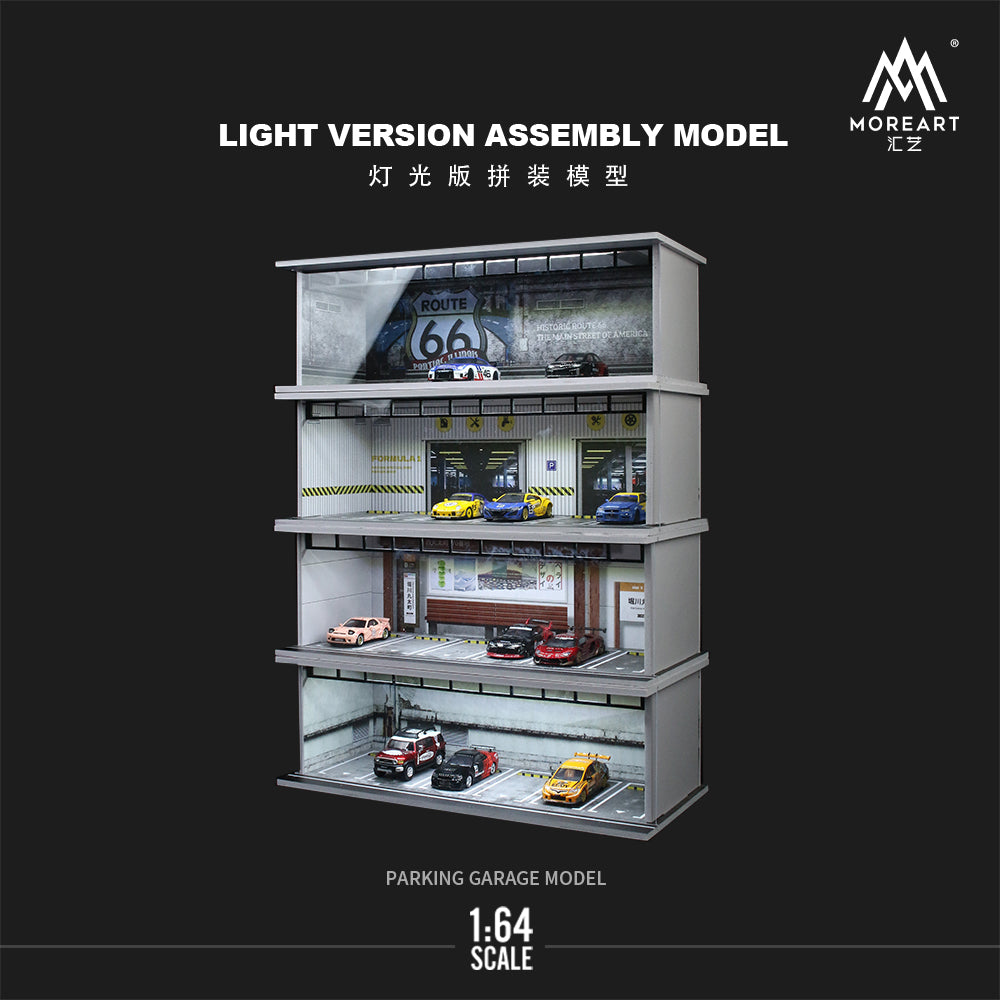 MoreArt 1/64 Car Park Garage Diorama with LED Light- Route 66 Car Park (60)