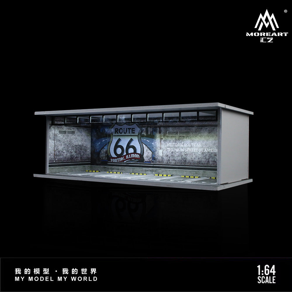 MoreArt 1/64 Car Park Garage Diorama with LED Light- Route 66 Car Park (60)