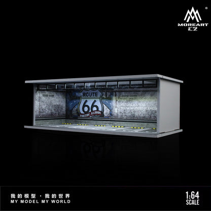 MoreArt 1/64 Car Park Garage Diorama with LED Light- Route 66 Car Park (60)