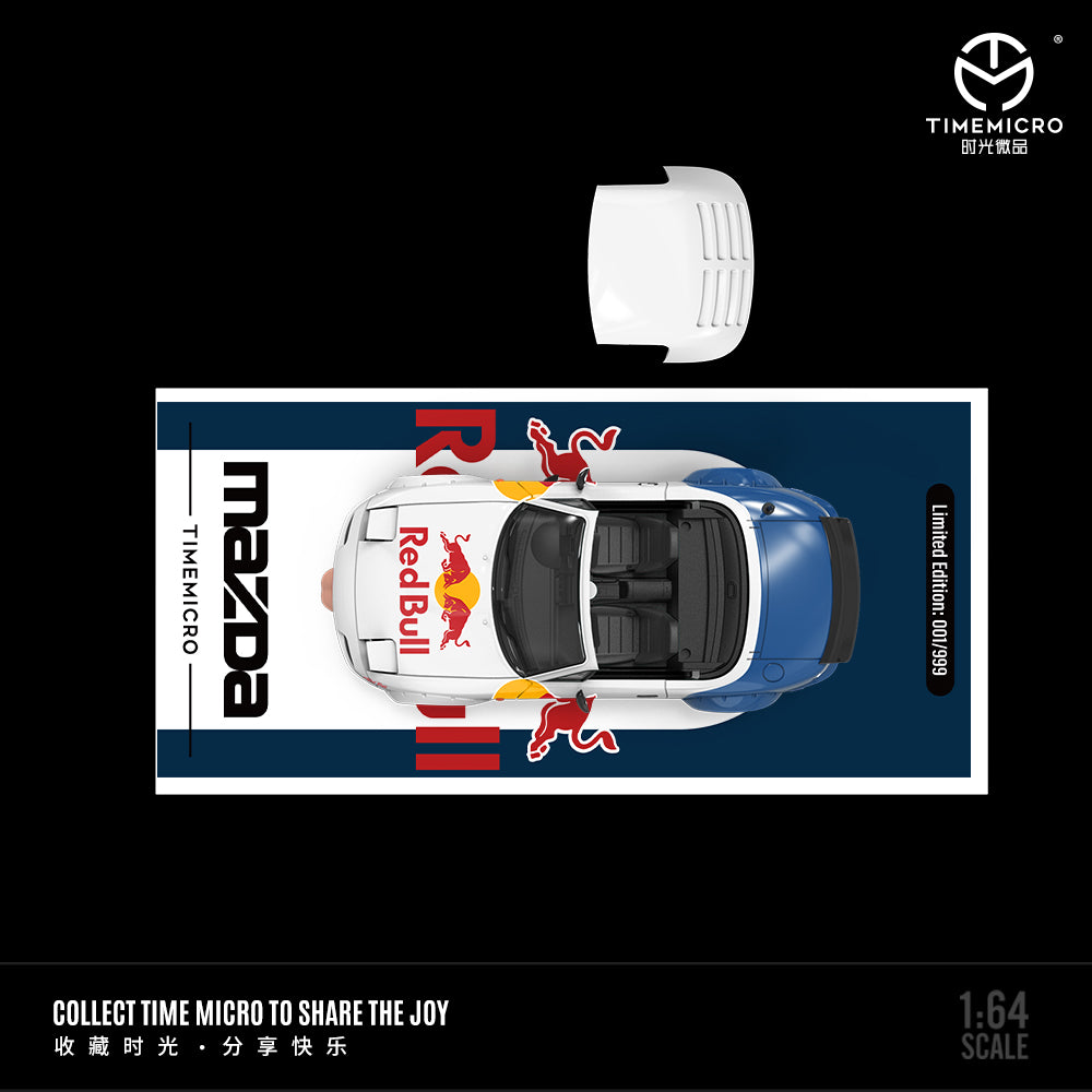 Time Micro 1:64 Mazda MX5 MX-5 Foldable Head Lights Removable Roof Red Bull Edition