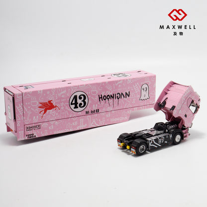 Maxwell 1/64 Scania S-Series S730 V8 Double Layers Enclosed  Gull Wings Transporter Lorry Truck Livery Ken Block Hoonigan #43 Pink Pig