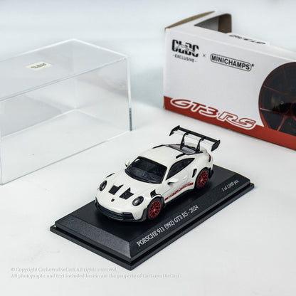 MINICHAMPS 1:64 PORSCHE 911 (992) GT3 RS - 2024 - WHITE W RED DECOR EXCLUSIVE FOR CLDC