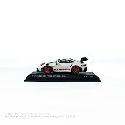 MINICHAMPS 1:64 PORSCHE 911 (992) GT3 RS - 2024 - WHITE W RED DECOR EXCLUSIVE FOR CLDC