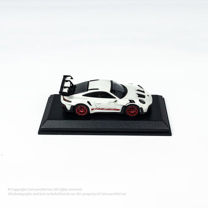 MINICHAMPS 1:64 PORSCHE 911 (992) GT3 RS - 2024 - WHITE W RED DECOR EXCLUSIVE FOR CLDC
