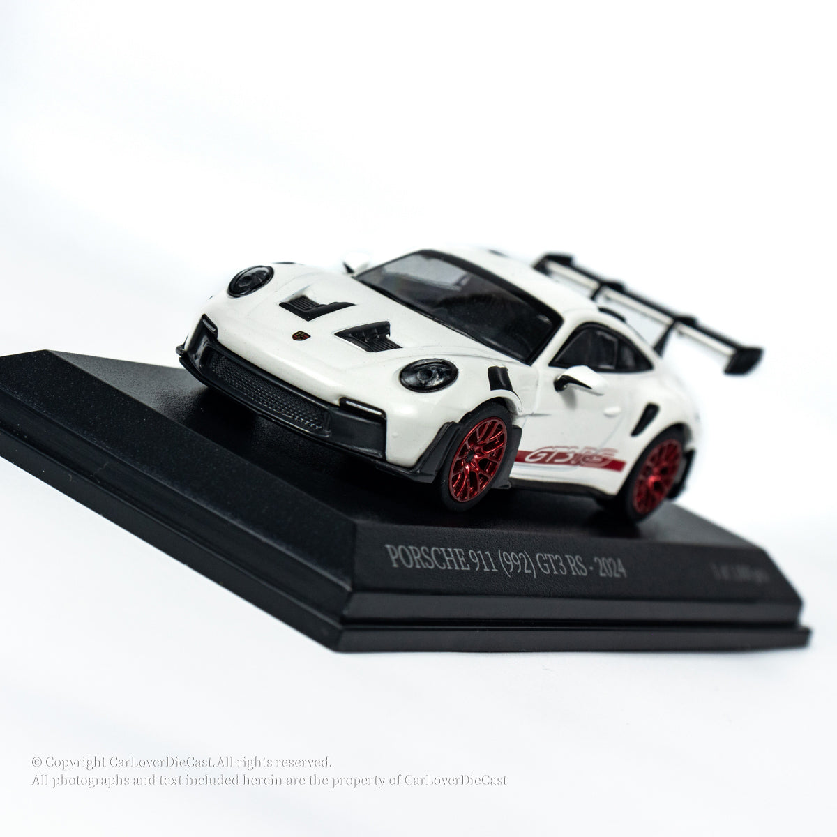MINICHAMPS 1:64 PORSCHE 911 (992) GT3 RS - 2024 - WHITE W RED DECOR EXCLUSIVE FOR CLDC