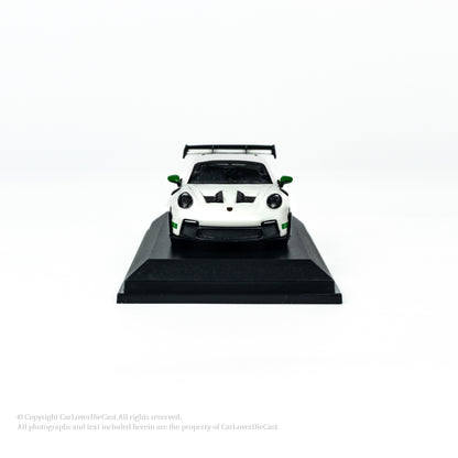 MINICHAMPS 1:64 PORSCHE 911 (992) GT3 RS - 2024 - WHITE W GREEN DECOR EXCLUSIVE FOR CLDC