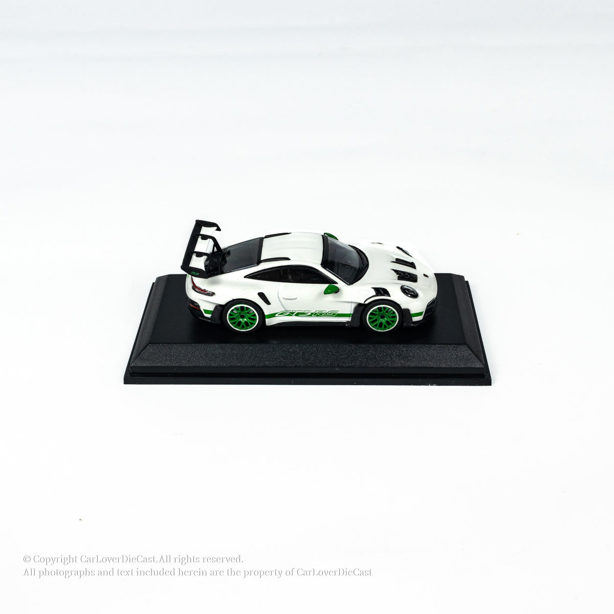 MINICHAMPS 1:64 PORSCHE 911 (992) GT3 RS - 2024 - WHITE W GREEN DECOR EXCLUSIVE FOR CLDC