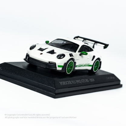 MINICHAMPS 1:64 PORSCHE 911 (992) GT3 RS - 2024 - WHITE W GREEN DECOR EXCLUSIVE FOR CLDC