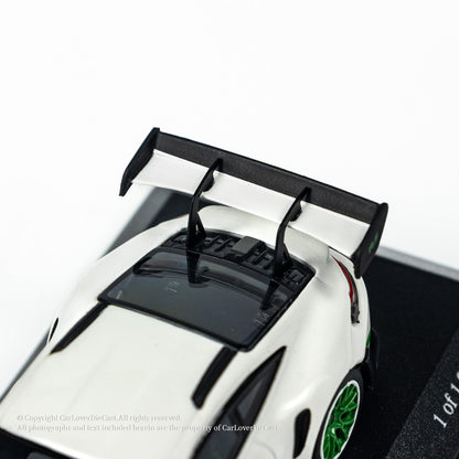 MINICHAMPS 1:64 PORSCHE 911 (992) GT3 RS - 2024 - WHITE W GREEN DECOR EXCLUSIVE FOR CLDC