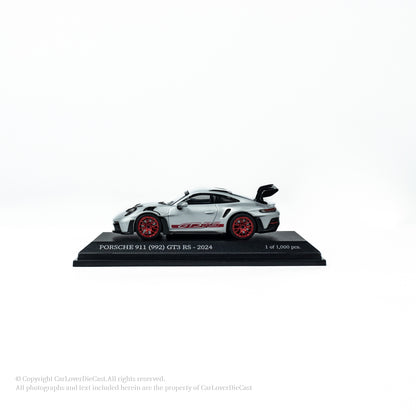 MINICHAMPS 1:64 PORSCHE 911 (992) GT3 RS - 2024 - GREY METALLIC W RED DECOR - EXCLUSIVE FOR CLDC