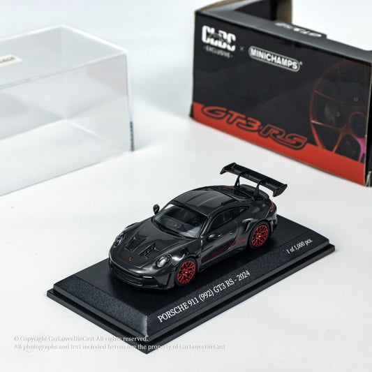 MINICHAMPS 1:64 PORSCHE 911 (992) GT3 RS - 2024 - GREY W RED DECOR - EXCLUSIVE FOR CLDC
