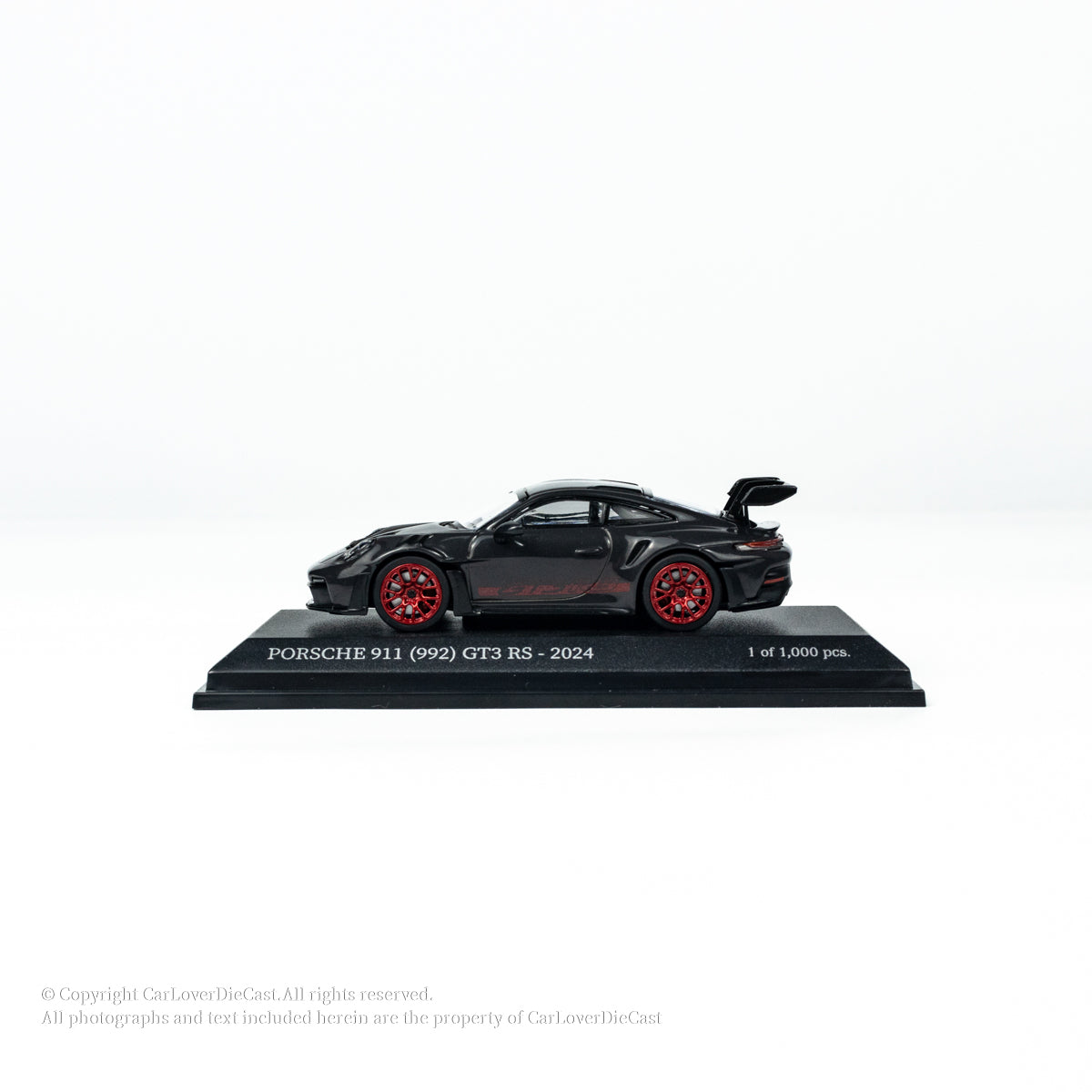 MINICHAMPS 1:64 PORSCHE 911 (992) GT3 RS - 2024 - GREY W RED DECOR - EXCLUSIVE FOR CLDC
