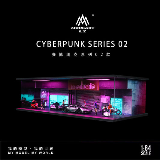 MoreArt 1:64 Cyberpunk Series 02 Diorama Green and Purple LED Light