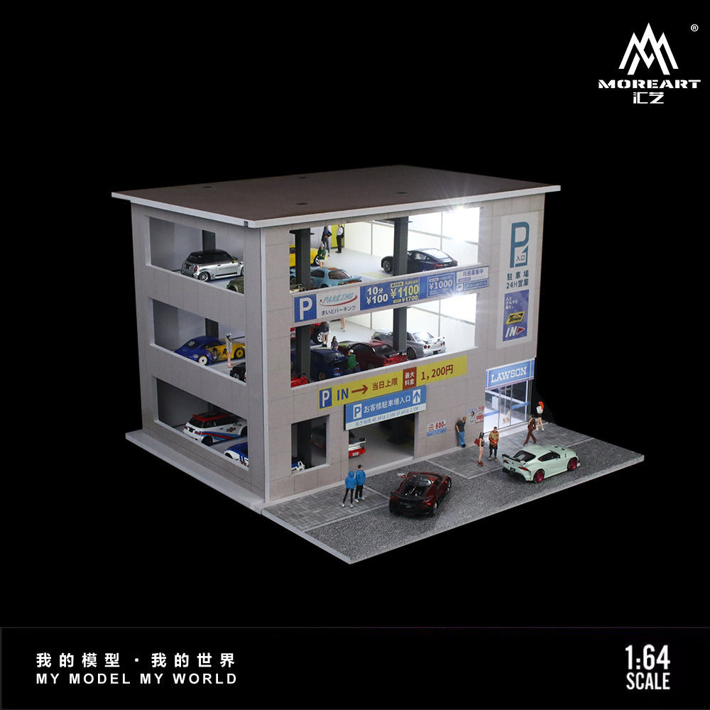 MoreArt 1:64 Japanese Parking Garage Scene Car Park LED Light Diorama