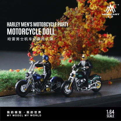 MoreArt 1:64 Harley-Davidson Men's Mororcycle Party Motorcycle + Cyclist Figure (Set A)