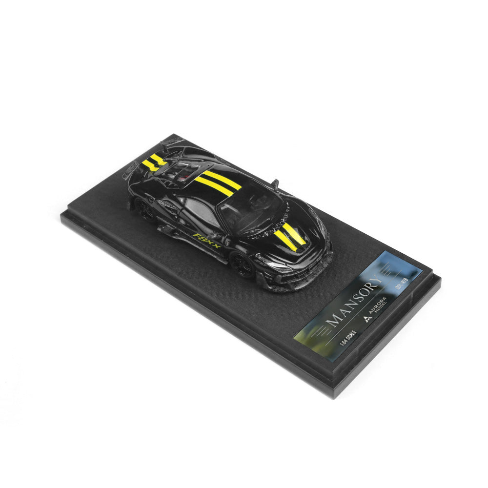 Aurora Model 1:64 Ferrari F8 F8XX Mansory Custom Black with Yellow Stripes