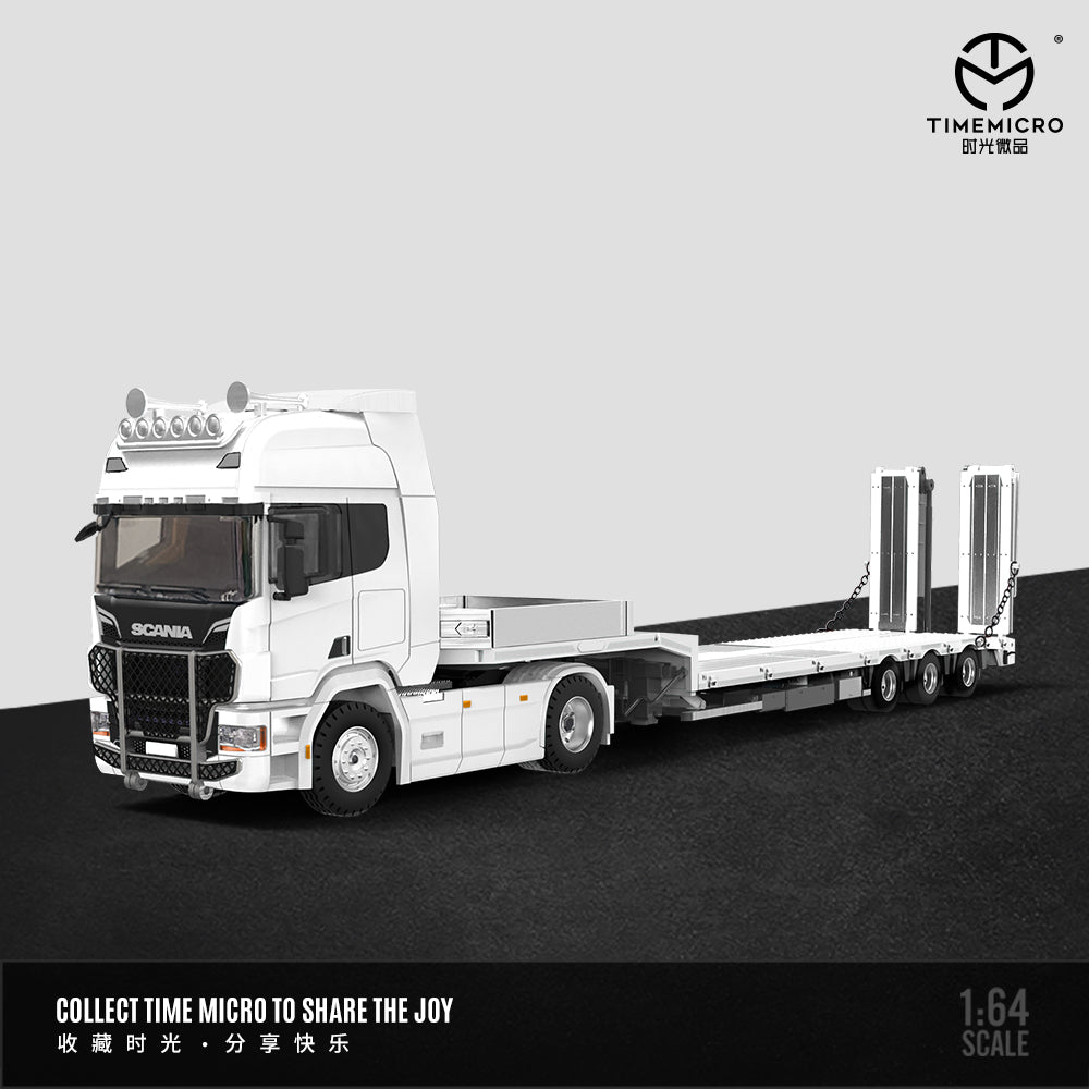 Time Micro 1:64 Scania Flat Bed Trailer Transporter Truck White