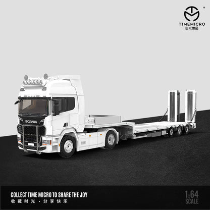 Time Micro 1:64 Scania Flat Bed Trailer Transporter Truck White