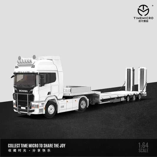 Time Micro 1:64 Scania Flat Bed Trailer Transporter Truck White