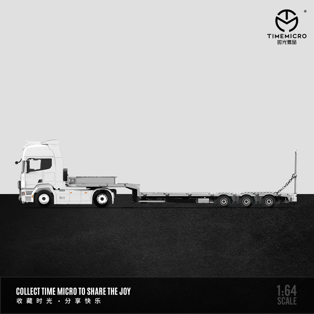 Time Micro 1:64 Scania Flat Bed Trailer Transporter Truck White