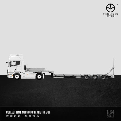 Time Micro 1:64 Scania Flat Bed Trailer Transporter Truck White