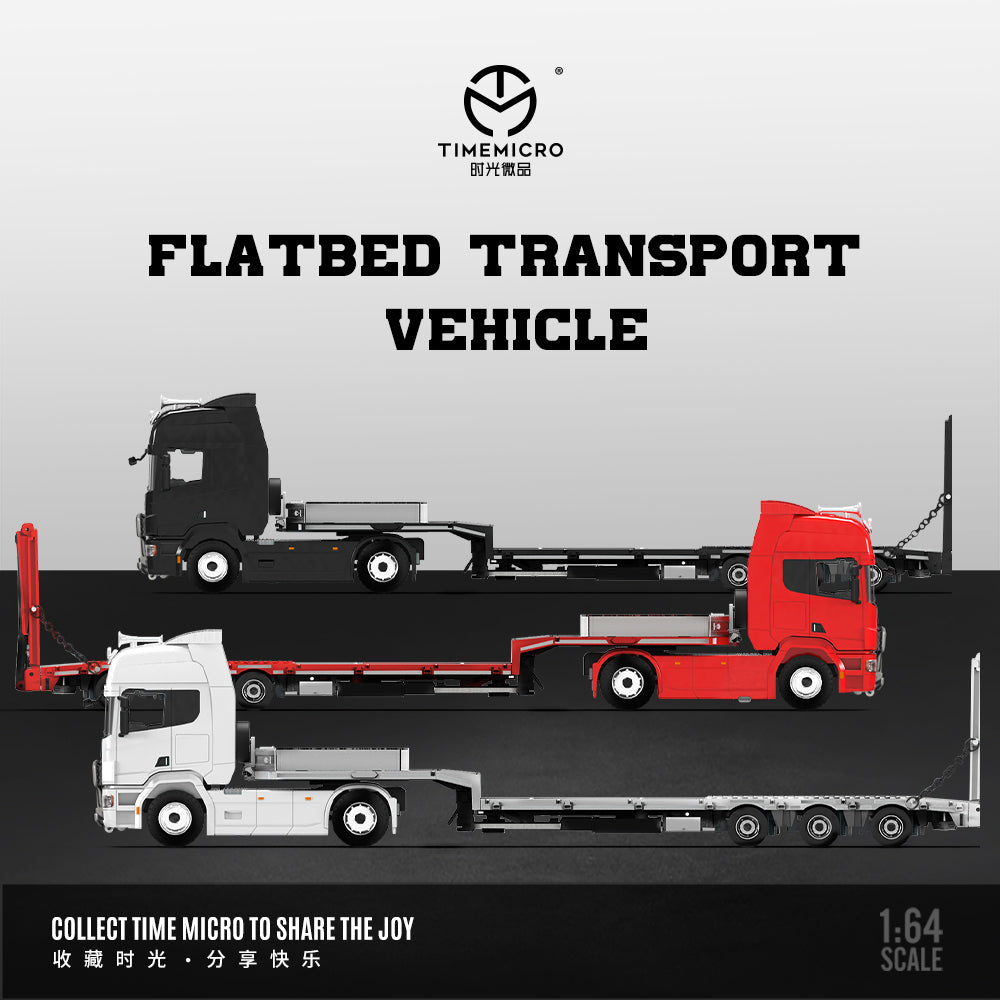 Time Micro 1:64 Scania Flat Bed Trailer Transporter Truck Black