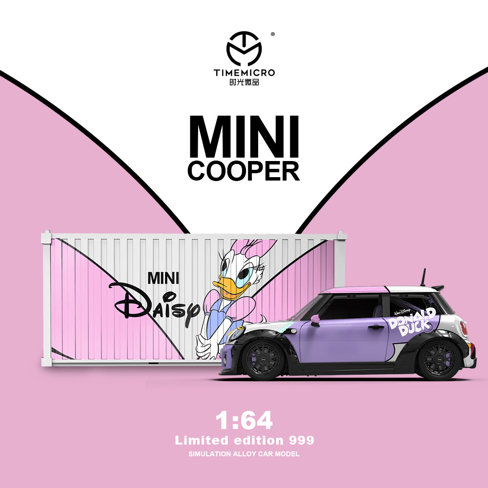 Time Micro 1:64 Mini Cooper Disney Daisy Duck Edition with Metal Cargo Container