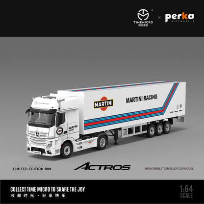 Time Micro x Perka 1:64 Mercedes Actros Container Truck Martini Racing Edition