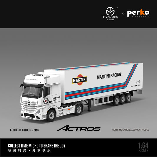Time Micro x Perka 1:64 Mercedes Actros Container Truck Martini Racing Edition