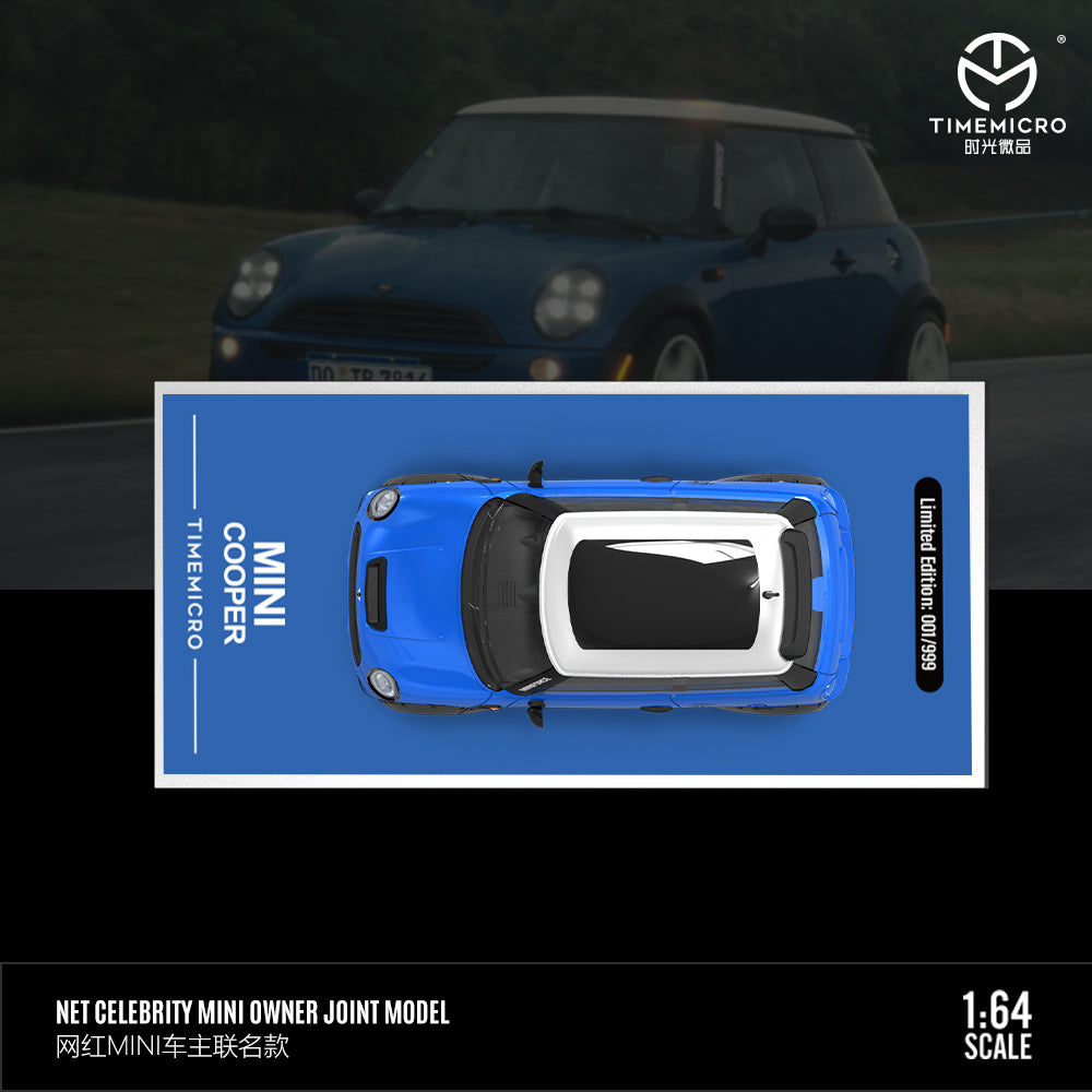 Time Micro 1/64 Mini Cooper Dark Blue and Light Green 2 Cars Set