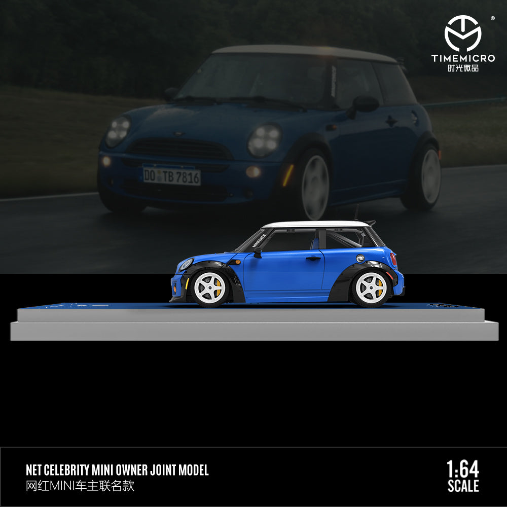 Time Micro 1/64 Mini Cooper Dark Blue and Light Green 2 Cars Set