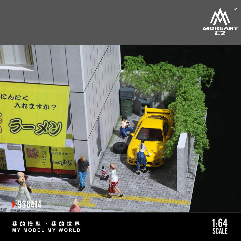 MoreArt 1:64 Japanese Street Side Shops Scene Model LED Light Diorama