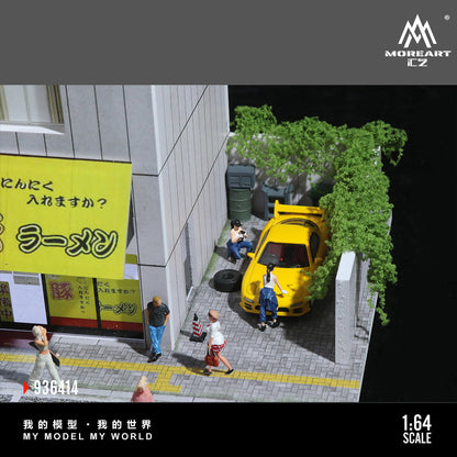 MoreArt 1:64 Japanese Street Side Shops Scene Model LED Light Diorama