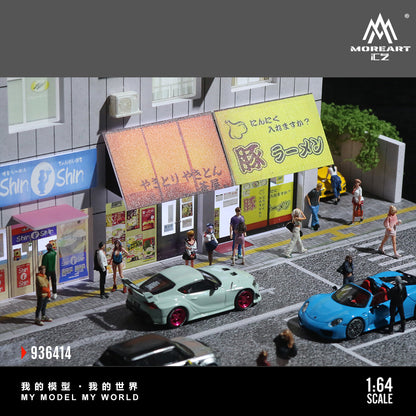 MoreArt 1:64 Japanese Street Side Shops Scene Model LED Light Diorama