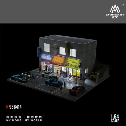 MoreArt 1:64 Japanese Street Side Shops Scene Model LED Light Diorama