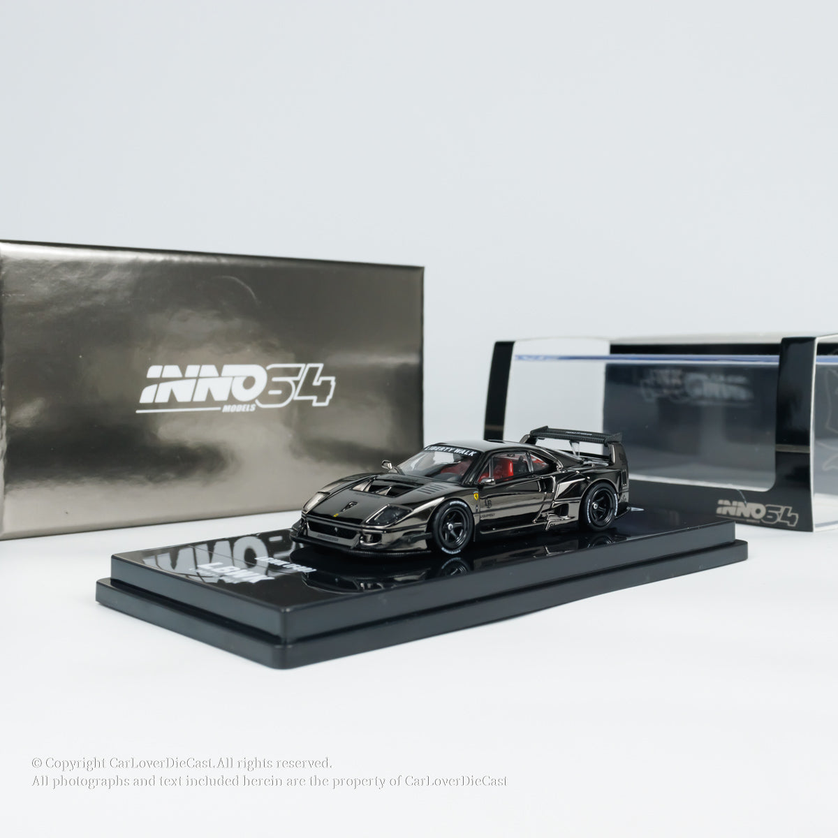INNO64 1:64 Ferrari LBWK F40 Chrome Black (Chance of a Chase Car) (IN64-LBWKF40-CHB)