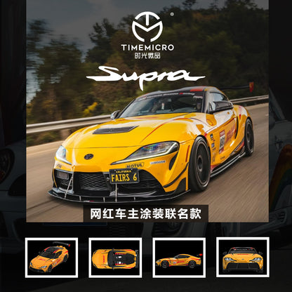Time Micro 1:64 Toyota Supra A90 DHL Orange Edition with Metal Cargo Container and Model Figure