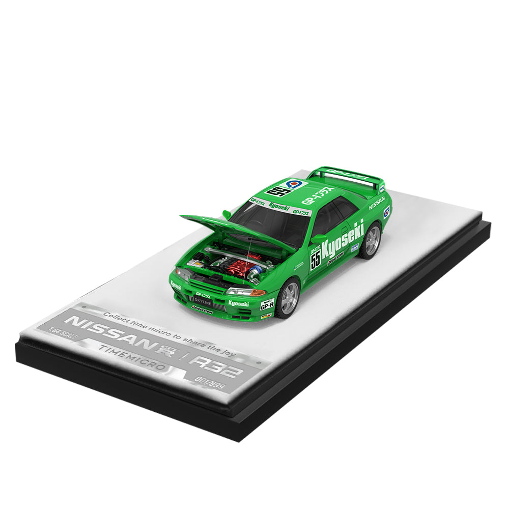 Time Micro 1:64 Nissan Skyline GT-R R32 Green #55 Openable Front Detailed Engine