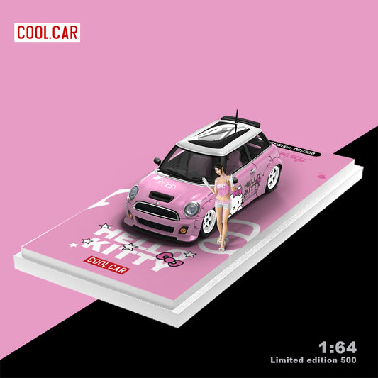 Cool.Car 1:64 Mini Cooper Hello Kitty Pink Edition with Model Girl Figure