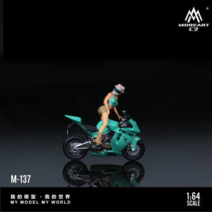 MoreArt 1:64 KTM 1190 Tiffany Blue Girl Motorcycle Doll Figure Set (1 Motorcycle + 1 Figure)