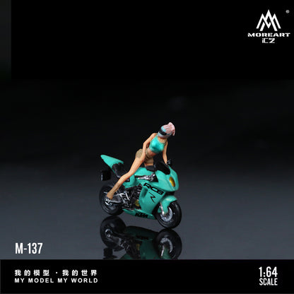 MoreArt 1:64 KTM 1190 Tiffany Blue Girl Motorcycle Doll Figure Set (1 Motorcycle + 1 Figure)